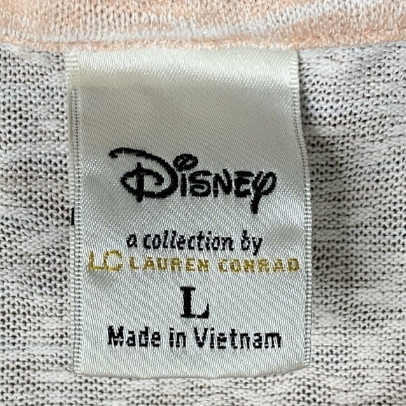 Disney w/ Lauren Conrad I Love Mickey Top Women L Thin Knit Pink Stripe Hi-low - Picture 4 of 7